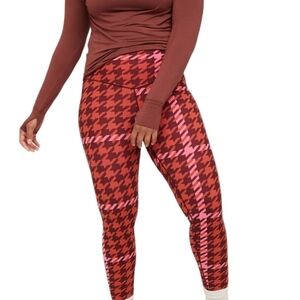 Aerie Women's Red and Pink Houndstooth Print Leggings Size Small